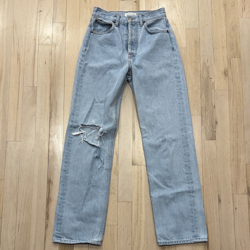 Still Here Childhood Straight Leg Distressed High Rise Jeans, 24